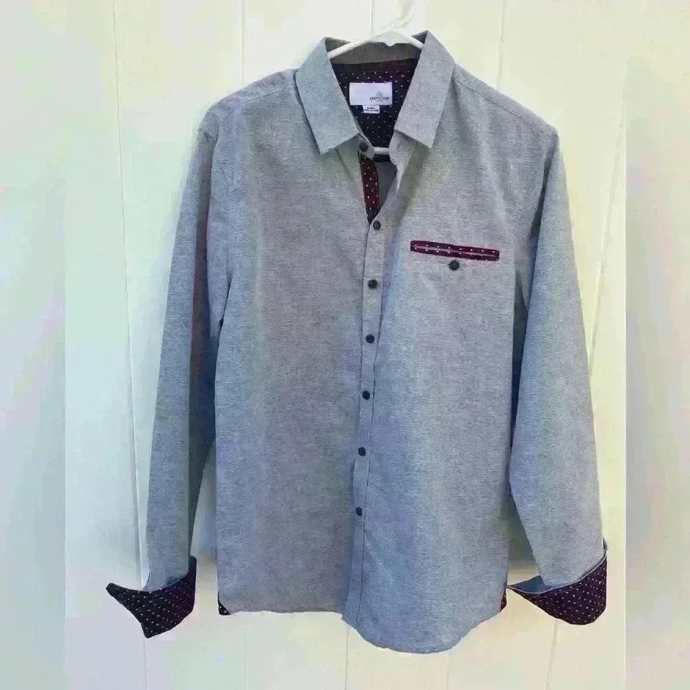 Craft+Flow gray men’s button down shirt SZ small